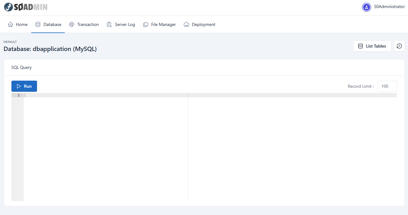 SOADMIN query editor preview